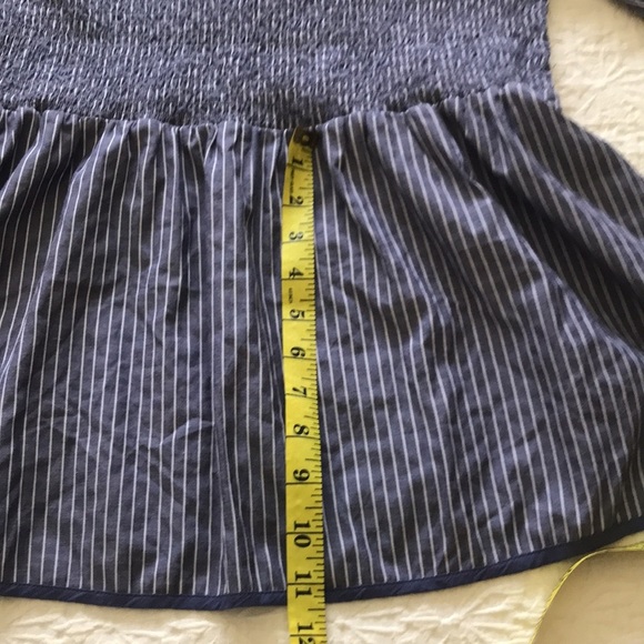 American Eagle | blue and white Off the Shoulder Peasant blouse - Bell sle - Med - Picture 6 of 9